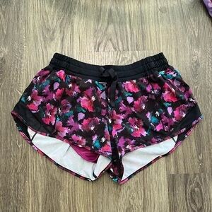 lululemon athletica Pink and Black Floral Athletic Shorts